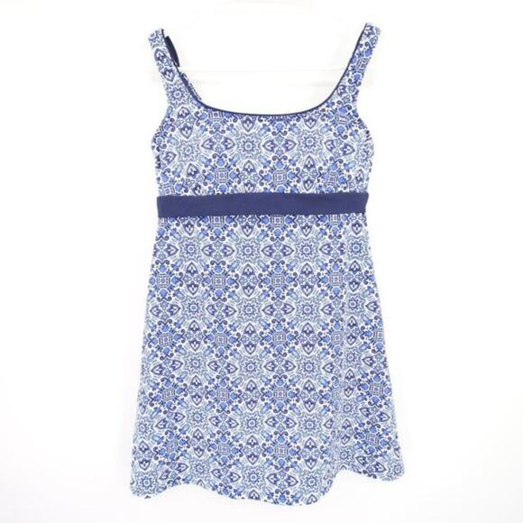 Lands' End Other - NWOT Lands End Swim Dress Navy Blue White Pattern Underwire Size 4